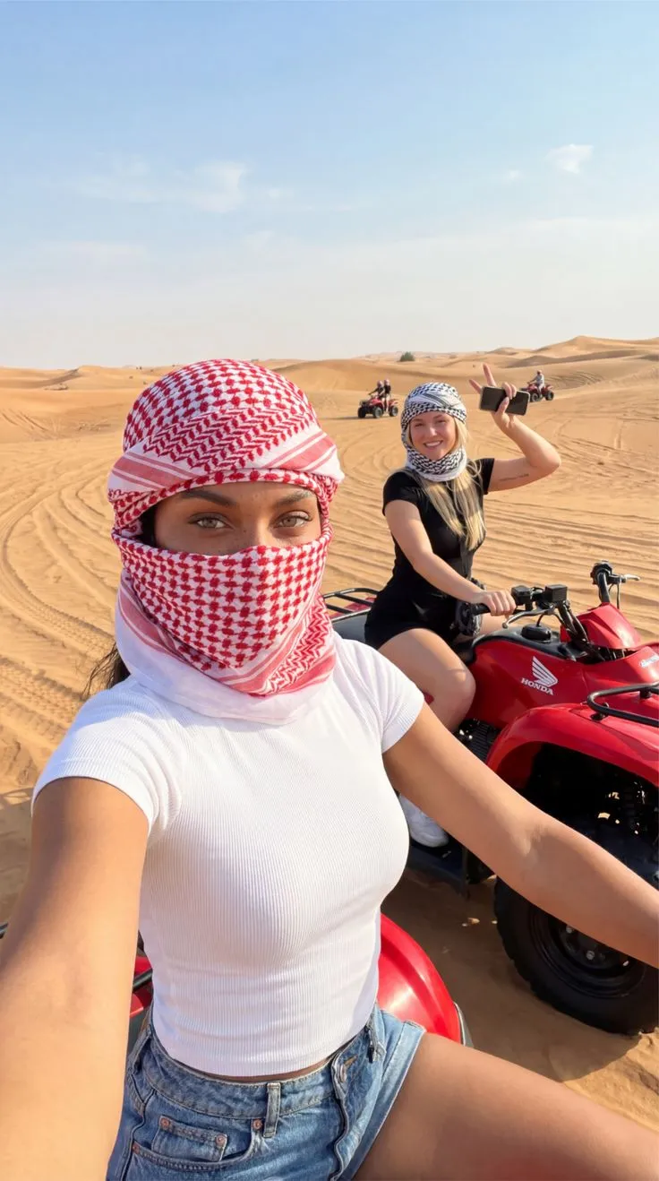 friends enjoy uae desert safari